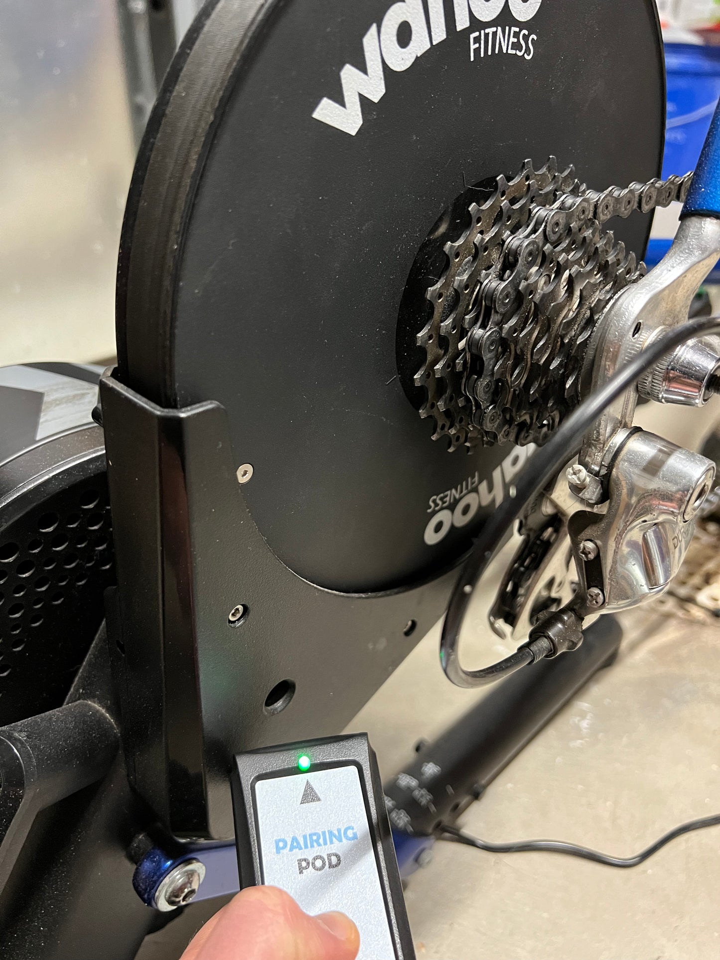 Image of an NPE Pairing Pod being used to identify the ANT+ ID of a Wahoo Kickr